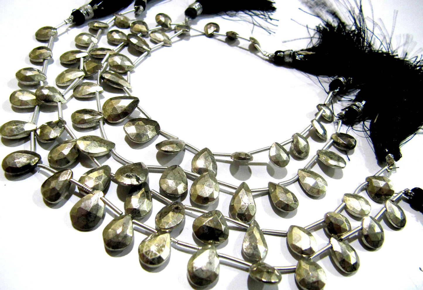 Natural Silver Pyrite Pear shape 7x10mm Top Quality Gemstone Beads Strand 8 inch Long Jewelry making gemstone beads Wholesale price