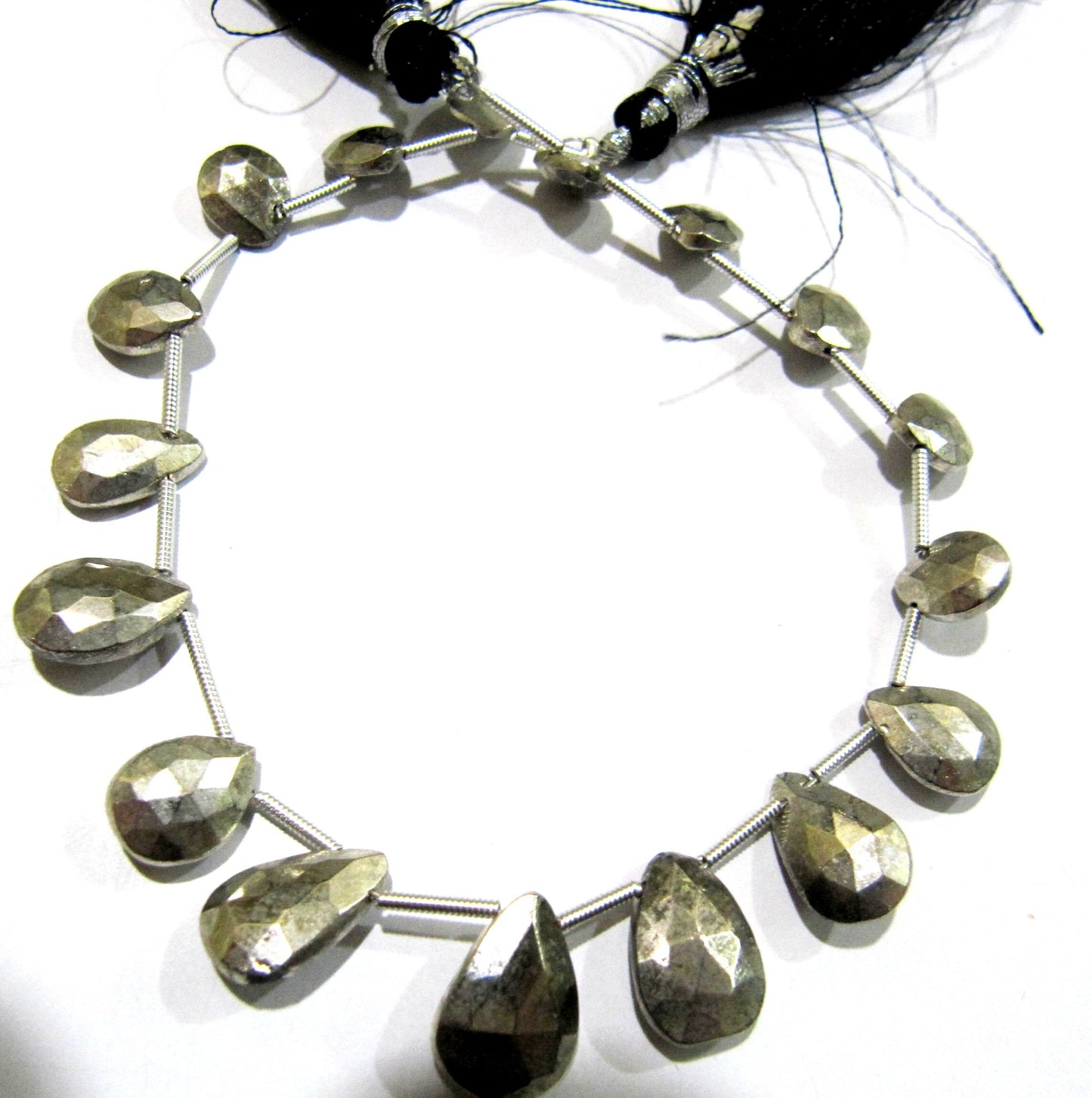 Natural Silver Pyrite Pear shape 7x10mm Top Quality Gemstone Beads Strand 8 inch Long Jewelry making gemstone beads Wholesale price