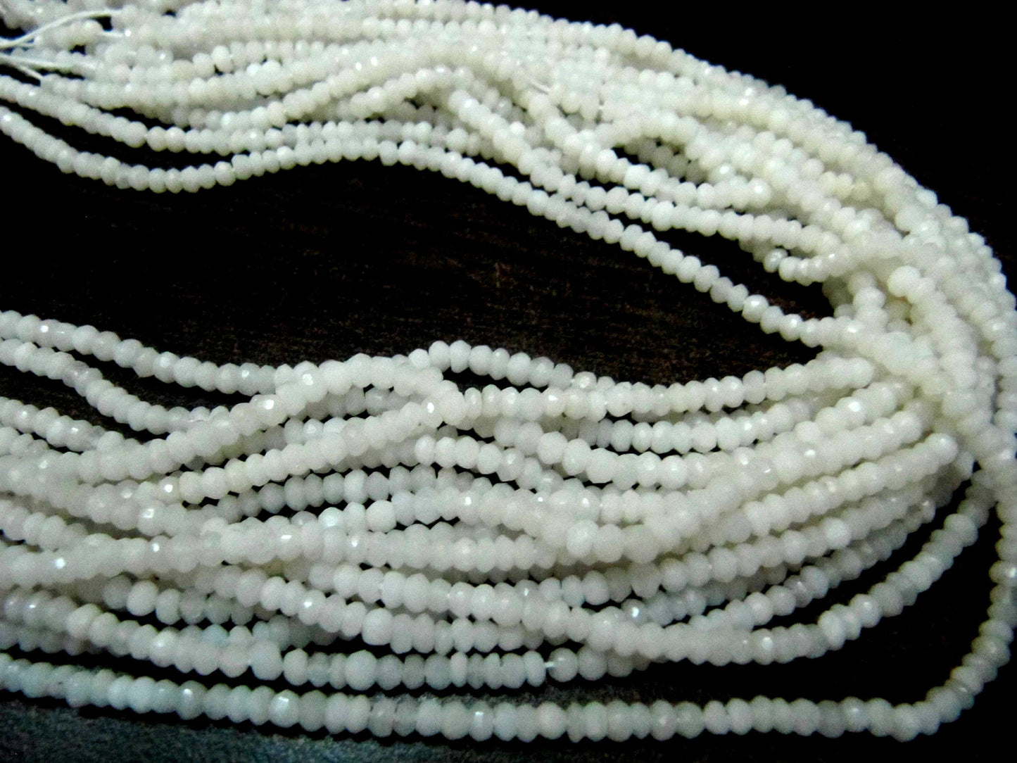 Natural White Agate Rondelle Faceted Gemstone Beads 3-4mm Strand 13 inches long High Quality Wholesale PricesJewelry making gemstone
