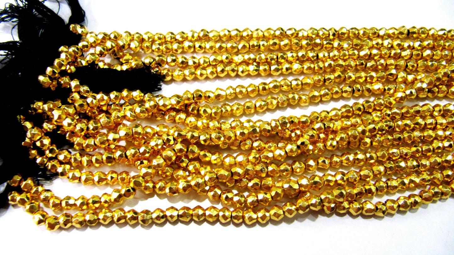 Natural Golden Pyrite Rondelle Faceted Beads 3-4mm Top Quality Gemstone Beads Strand 13 inch Long Jewelry making beads
