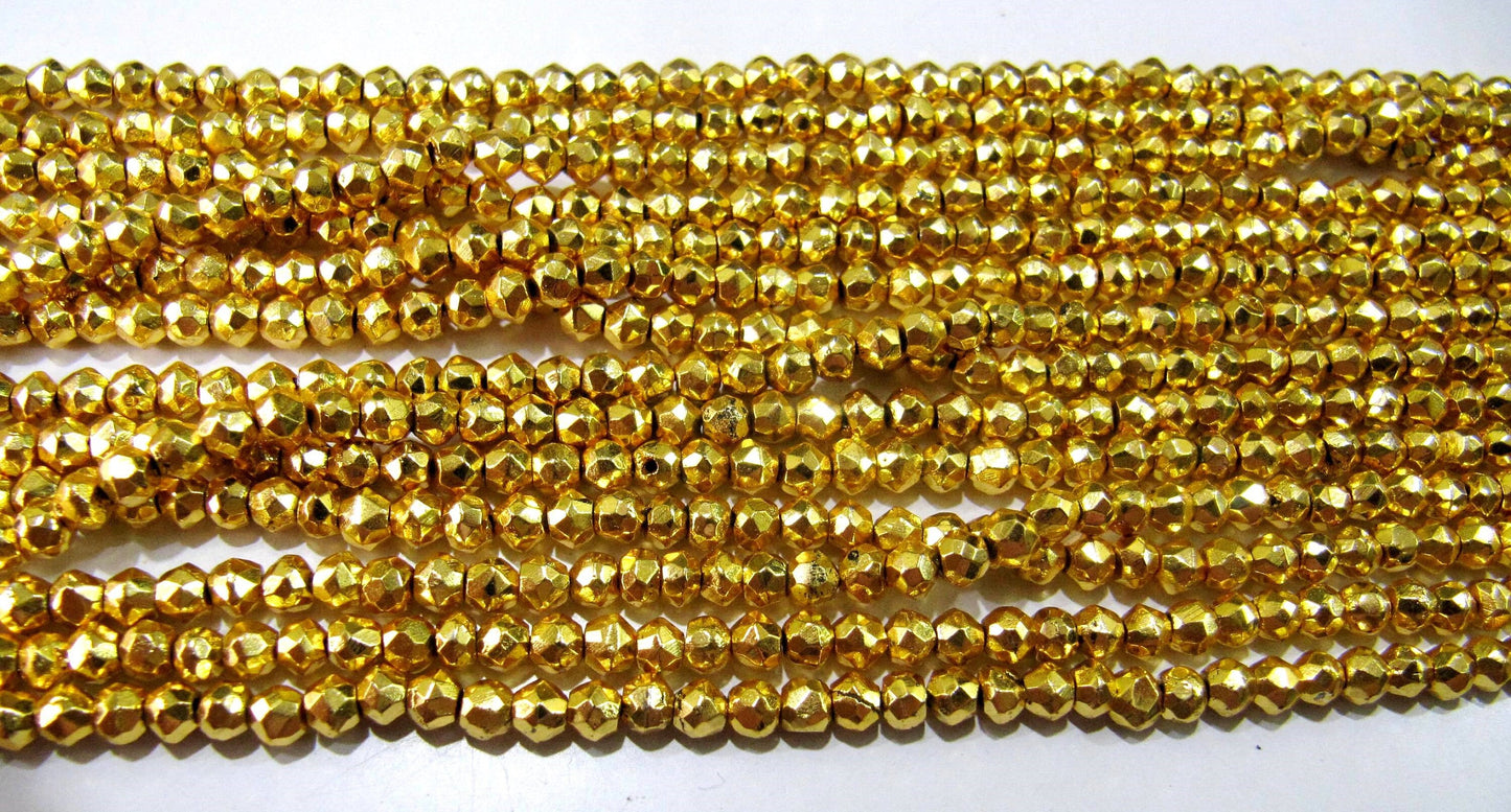 Natural Golden Pyrite Rondelle Faceted Beads 3-4mm Top Quality Gemstone Beads Strand 13 inch Long Jewelry making beads
