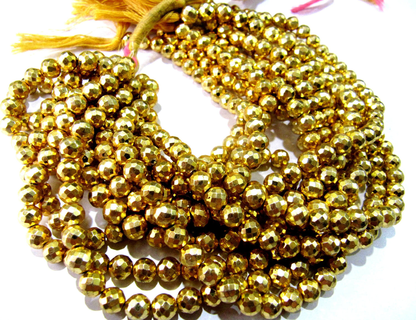 Natural Golden Pyrite Round Faceted Beads 6mm Top Quality Gemstone Beads Strand 10 inch Long Jewelry making beads