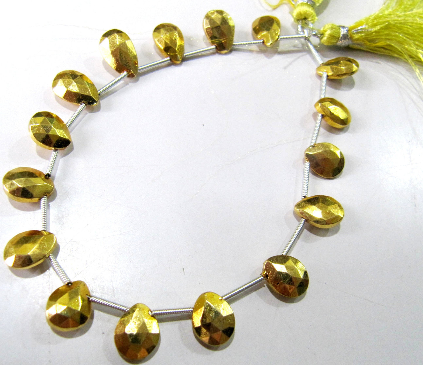 Natural Golden Pyrite Pear shape 7x10mm Top Quality Gemstone Beads Strand 8 inch Long Jewelry making gemstone beads Wholesale price