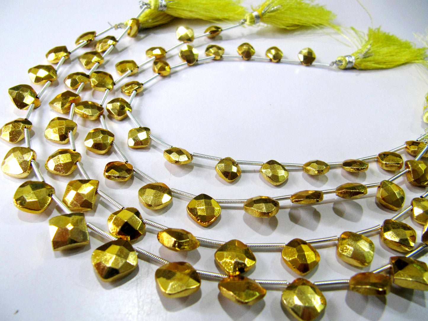 Natural Golden Pyrite Cushion Shape Briolette Faceted Beads 8to10mm Top Quality Gemstone Beads Strand 8 inch Long Jewelry making beads