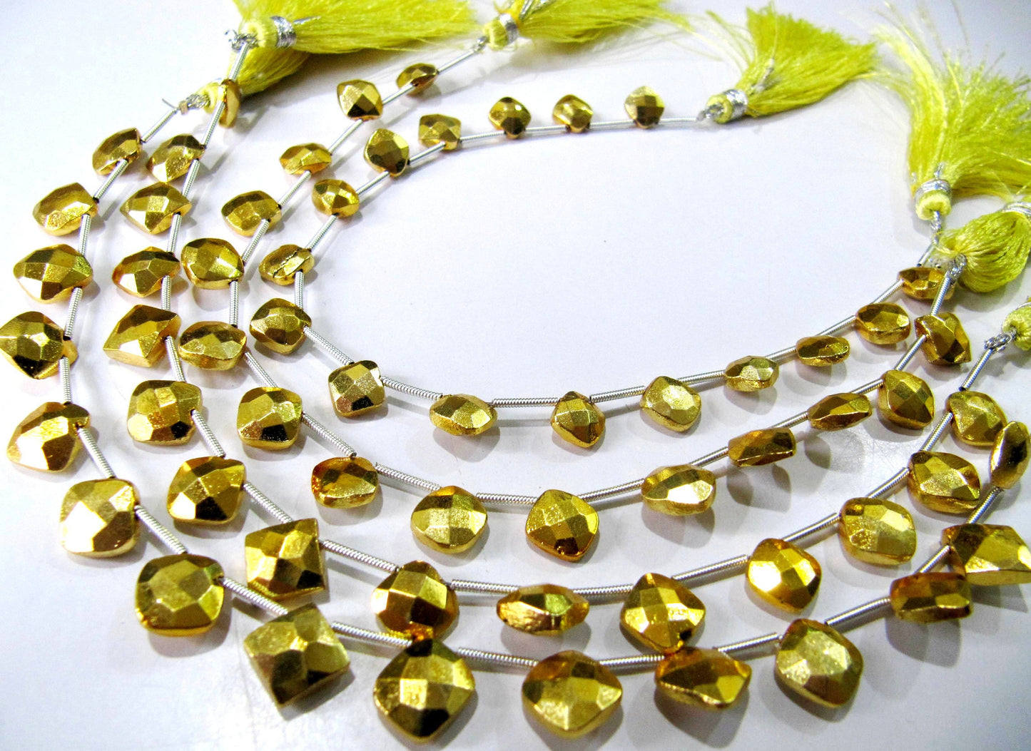 Natural Golden Pyrite Cushion Shape Briolette Faceted Beads 8to10mm Top Quality Gemstone Beads Strand 8 inch Long Jewelry making beads