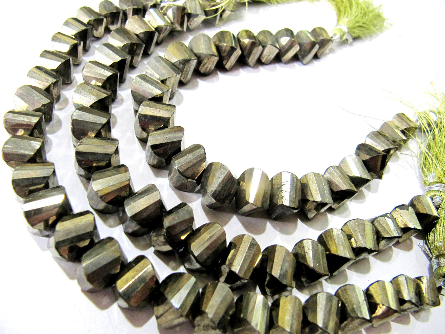 Natural Pyrite Rondelle Twisted Briolette Beads 10mm Top Quality Gemstone Beads Strand 8 inch Long Jewelry making gemstone beads
