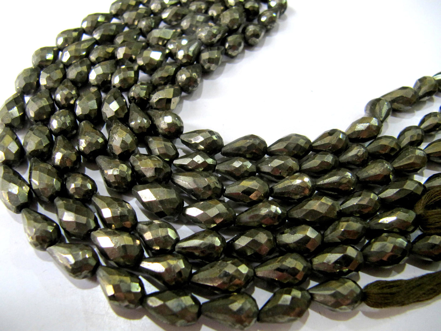 Natural Pyrite Straight Drilled Briolette Teardrop Beads 8x13mm Top Quality Gemstone Beads Strand 8 inch Long Jewelry making stones