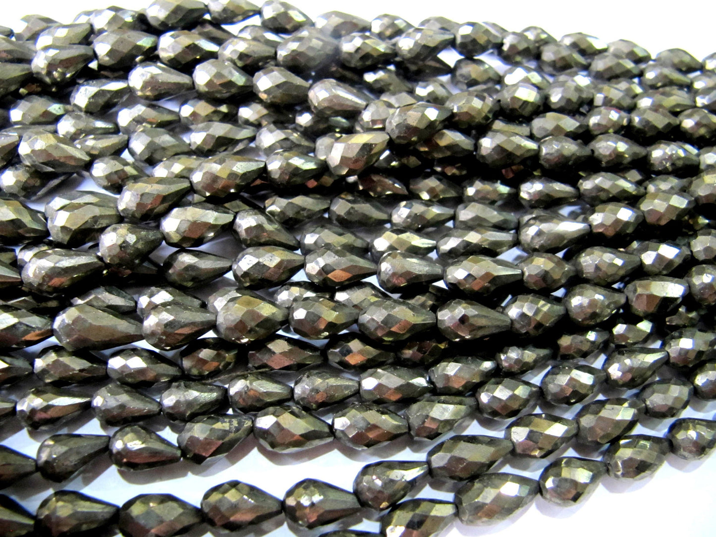 Natural Pyrite Straight Drilled Briolette Teardrop Beads 8x13mm Top Quality Gemstone Beads Strand 8 inch Long Jewelry making stones
