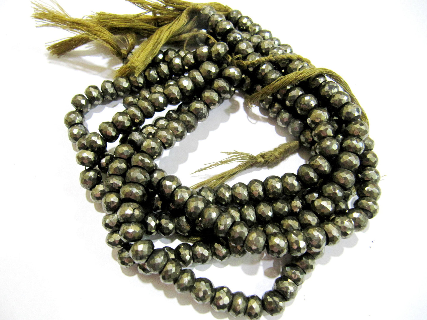 Natural Pyrite Rondelle Briolette Faceted Beads 7-8mm Top Quality Gemstone Beads Strand 8 inch Long Jewelry making gemstone beads