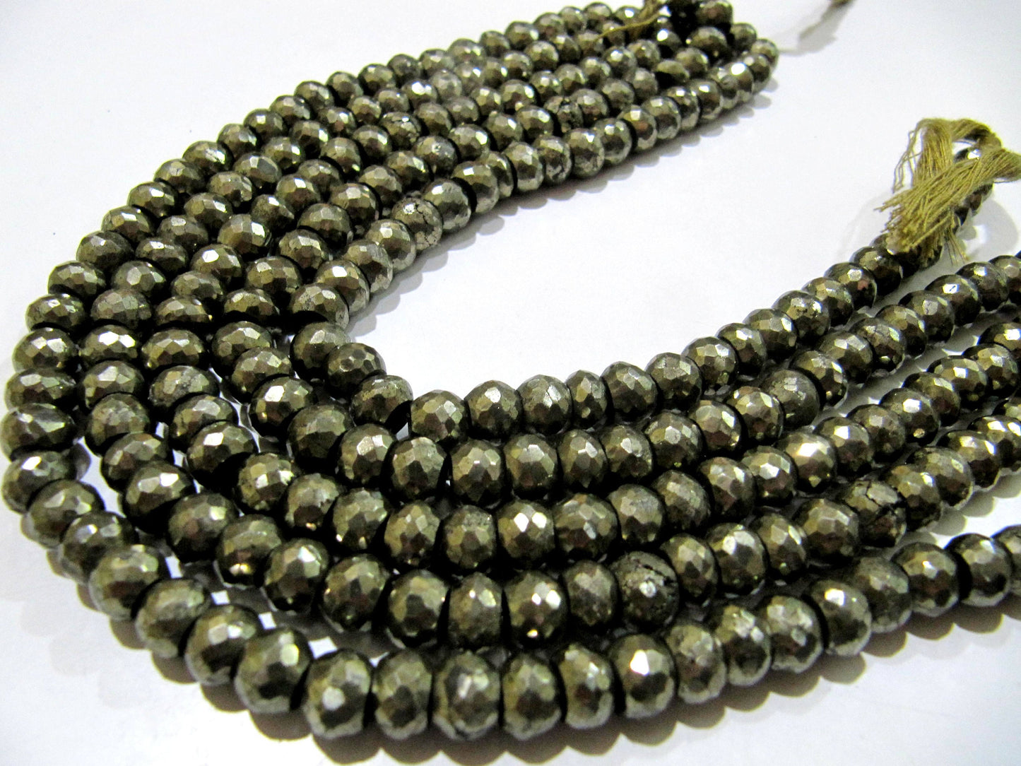Natural Pyrite Rondelle Briolette Faceted Beads 7-8mm Top Quality Gemstone Beads Strand 8 inch Long Jewelry making gemstone beads