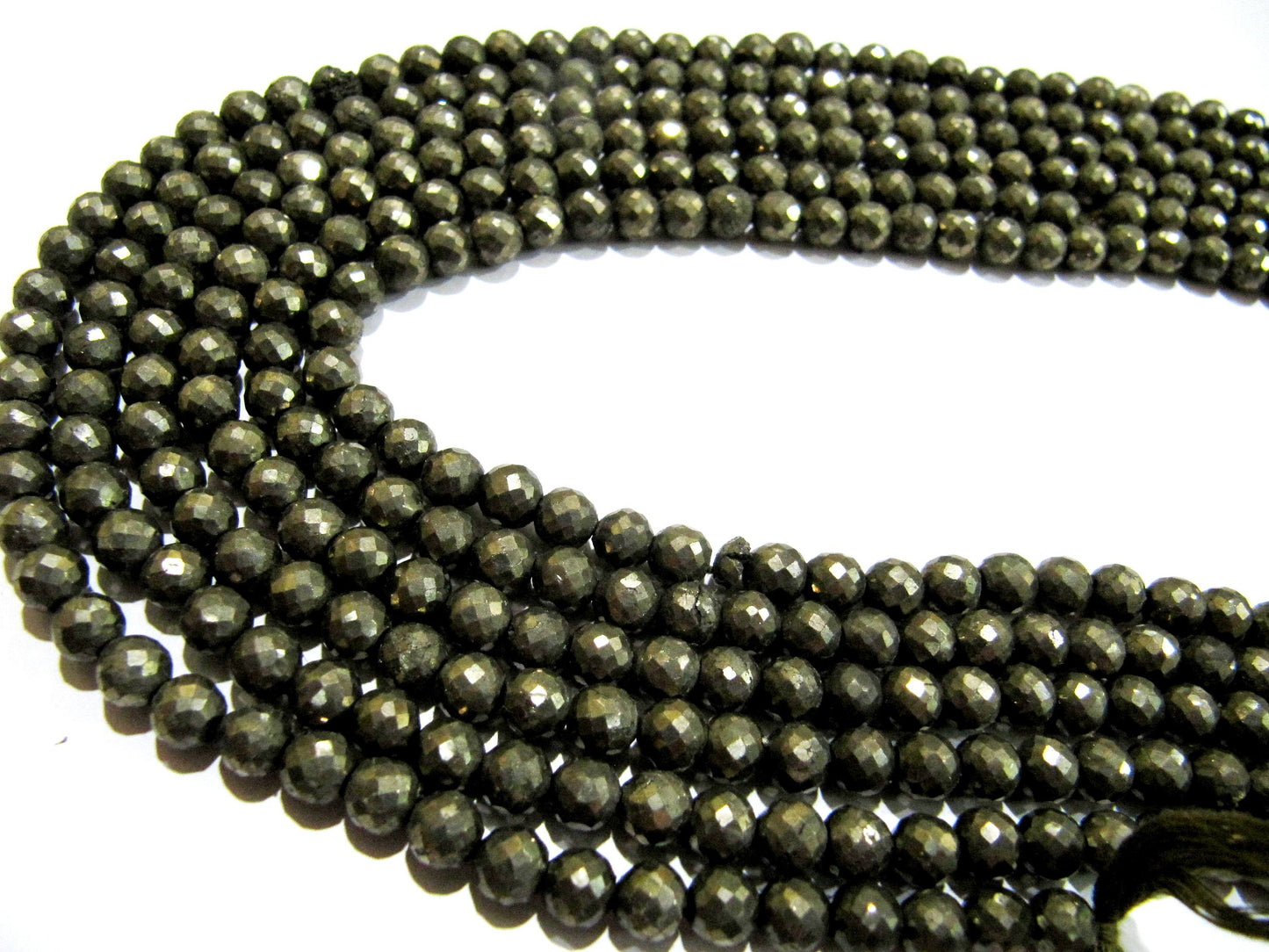 Natural Pyrite Round Faceted Beads 5-6m Top Quality Gemstone Beads Strand 13 inch Long Jewelry making beads Untreated stone beads