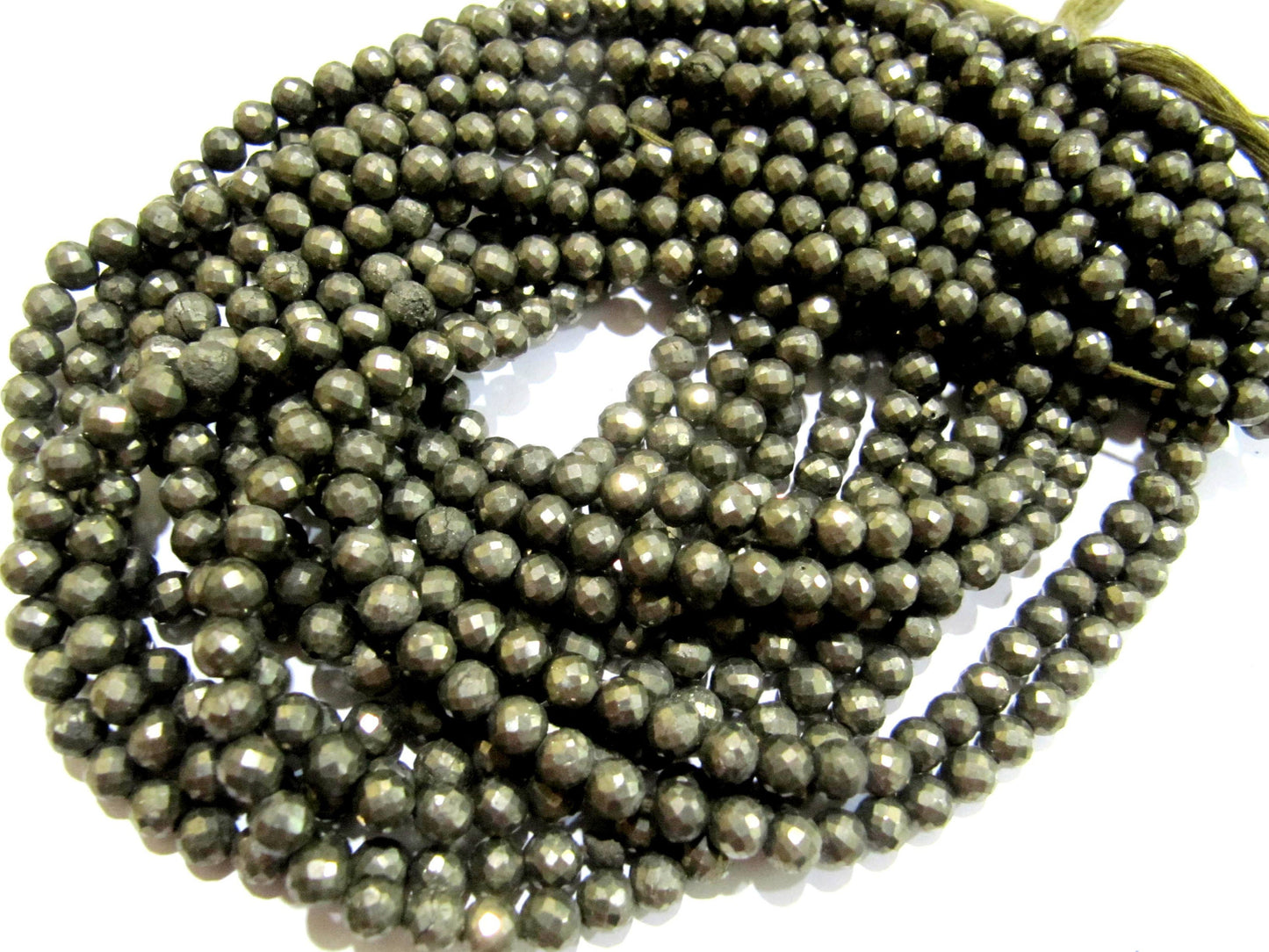 Natural Pyrite Round Faceted Beads 5-6m Top Quality Gemstone Beads Strand 13 inch Long Jewelry making beads Untreated stone beads