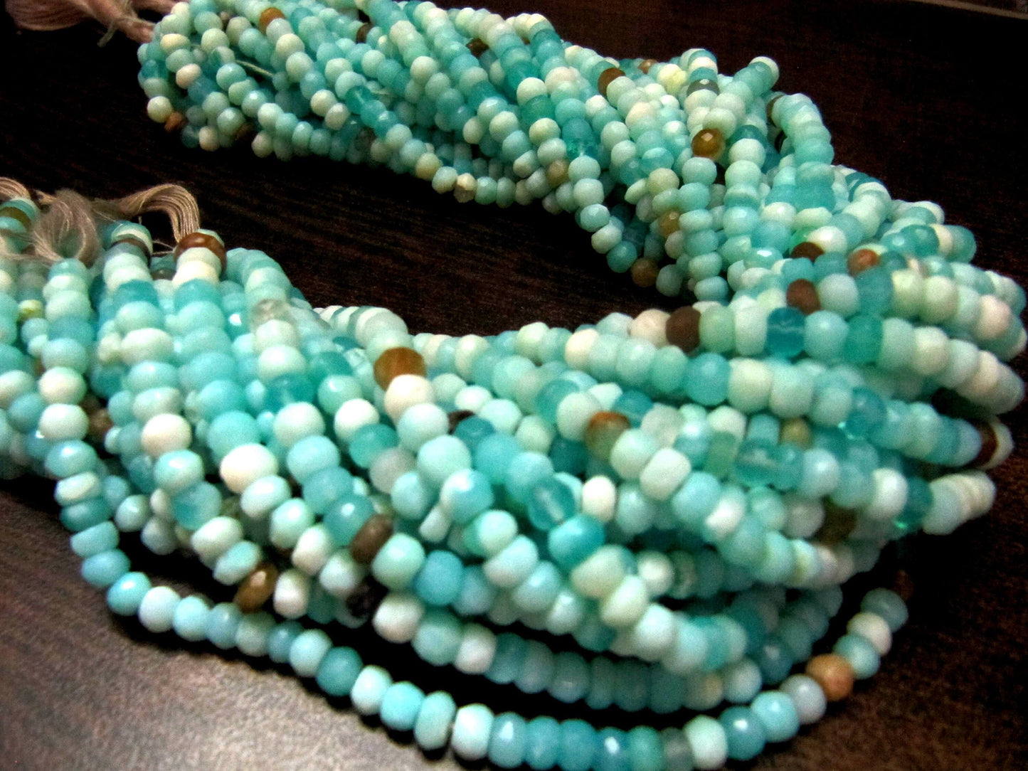 Natural Peruvian Opal Rondelle faceted Beads 3 to 6mm best Quality Beads Strand 8 inches Long Jewelry making gemstone beads choose size