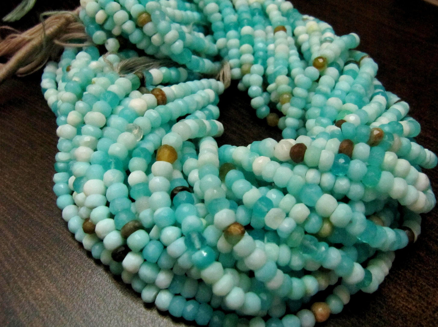 Natural Peruvian Opal Rondelle faceted Beads 3 to 6mm best Quality Beads Strand 8 inches Long Jewelry making gemstone beads choose size