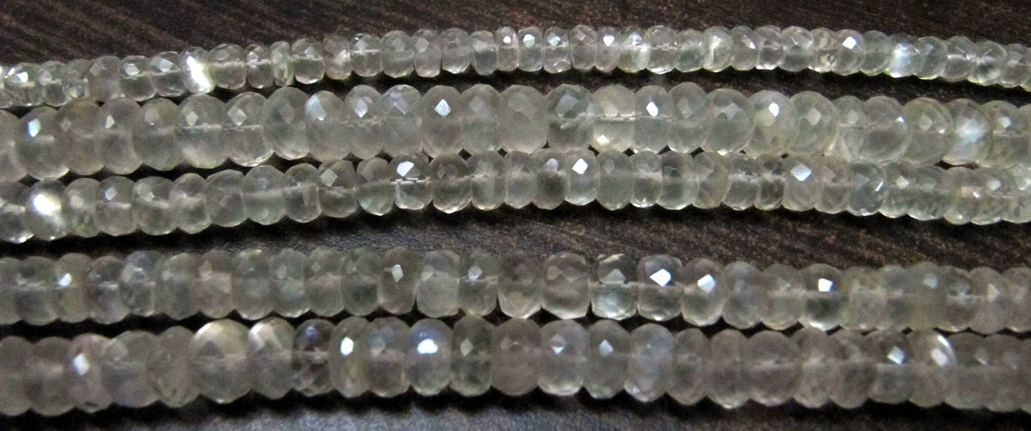 Natural Ceylon Moonstone Rondelle Faceted Beads 4 to 7mm Strand 7 inches long High Quality Gemstone Beads Wholesale Prices