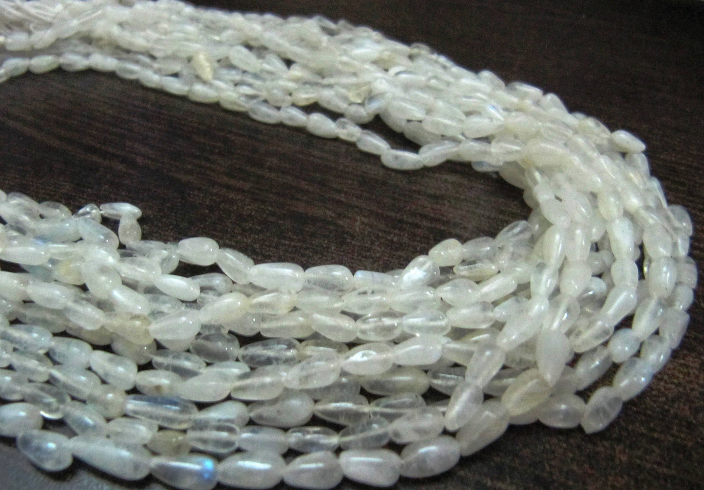 Natural White Rainbow Moonstone Drop shape  Plain Smooth Beads  Strand 13 inch long High Quality Blue Flashy Beads Wholesale Prices