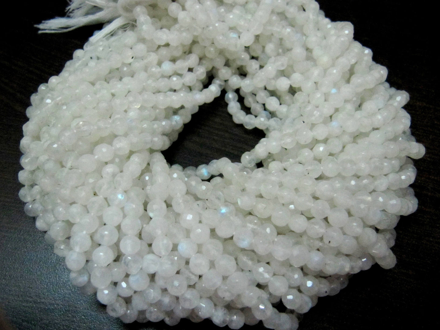 Natural White Rainbow Moonstone Round Faceted Beads 4-5mm Strand13 inches long High Quality Blue Flashy Beads Wholesale Prices