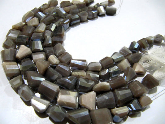 Natural Grey Moonstone Nugget Shape tumbled 6x10mm to10x14mm  Mystic Coated Beads Strand 8 inch long High Quality Wholesale Prices