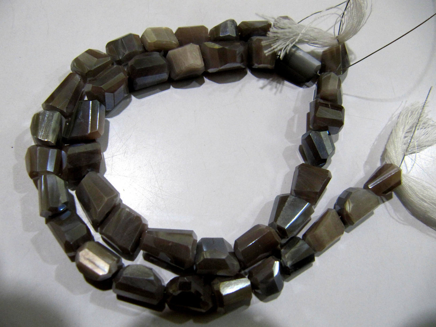 Natural Grey Moonstone Nugget Shape tumbled 6x10mm to10x14mm  Mystic Coated Beads Strand 8 inch long High Quality Wholesale Prices