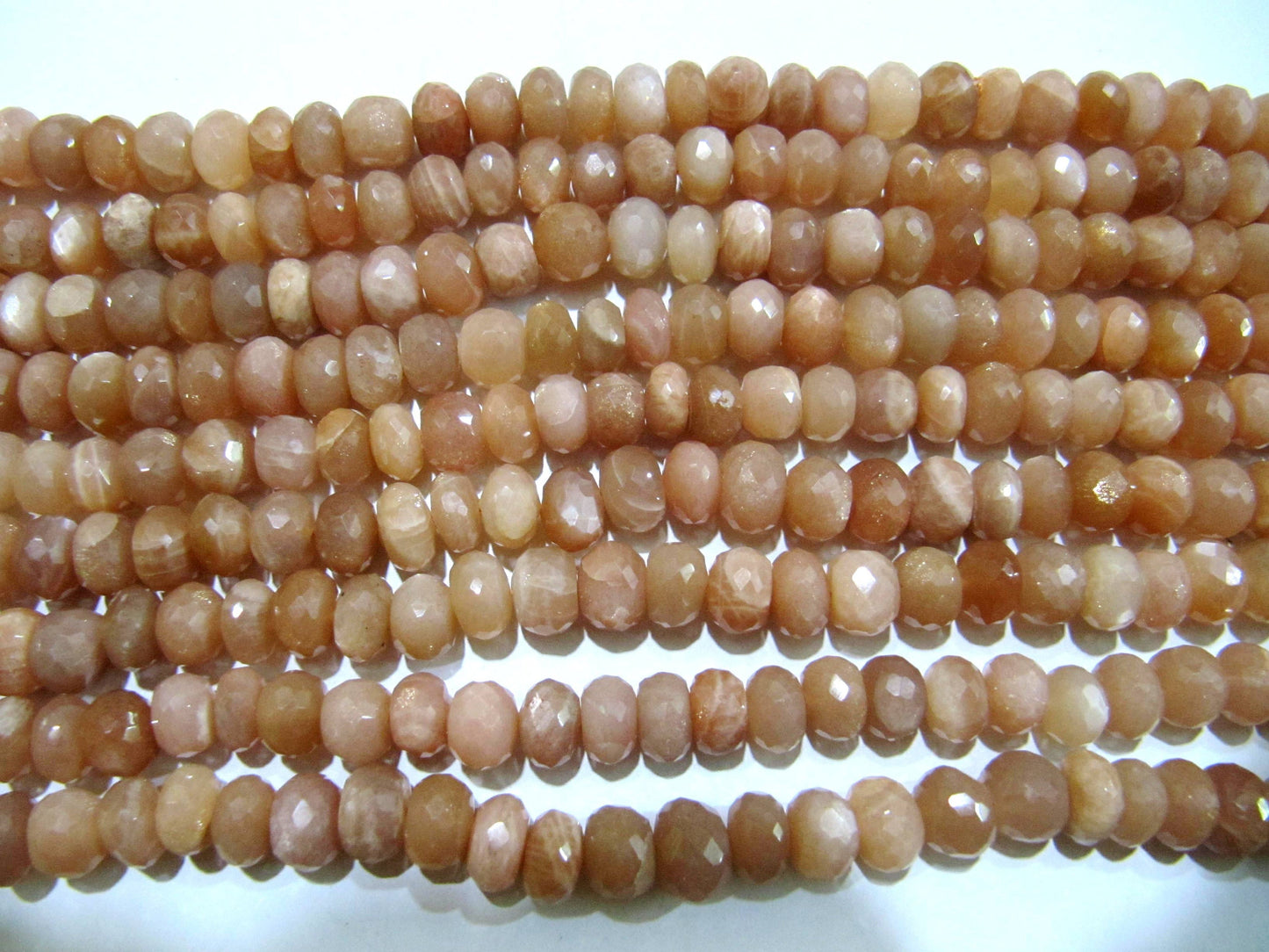 Natural Peach Moonstone Rondelle Faceted Beads 8-9mm Strand 8 inches long High Quality Beads Wholesale prices jewelry making gemstone beads