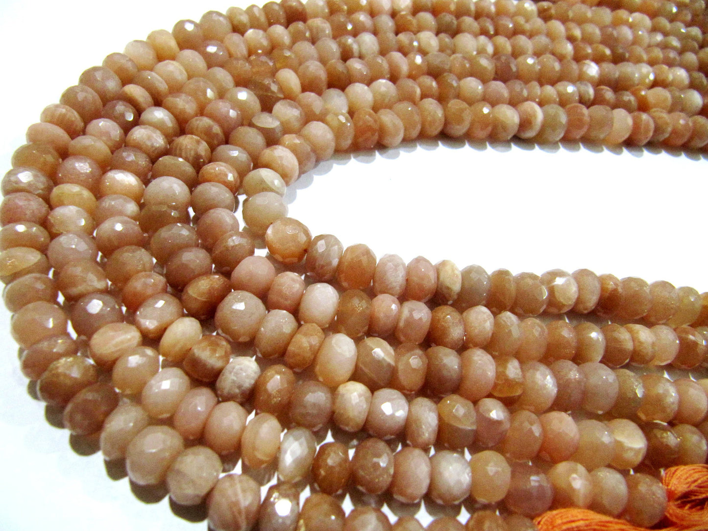 Natural Peach Moonstone Rondelle Faceted Beads 8-9mm Strand 8 inches long High Quality Beads Wholesale prices jewelry making gemstone beads