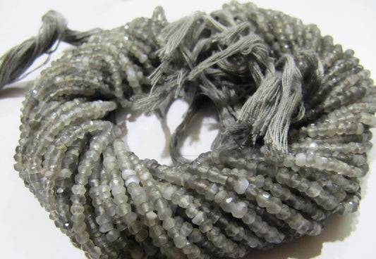 Natural Grey Moonstone Rondelle Faceted Beads 3-4mm Strand 13 inches long High Quality Beads Wholesale prices jewelry making gemstone beads