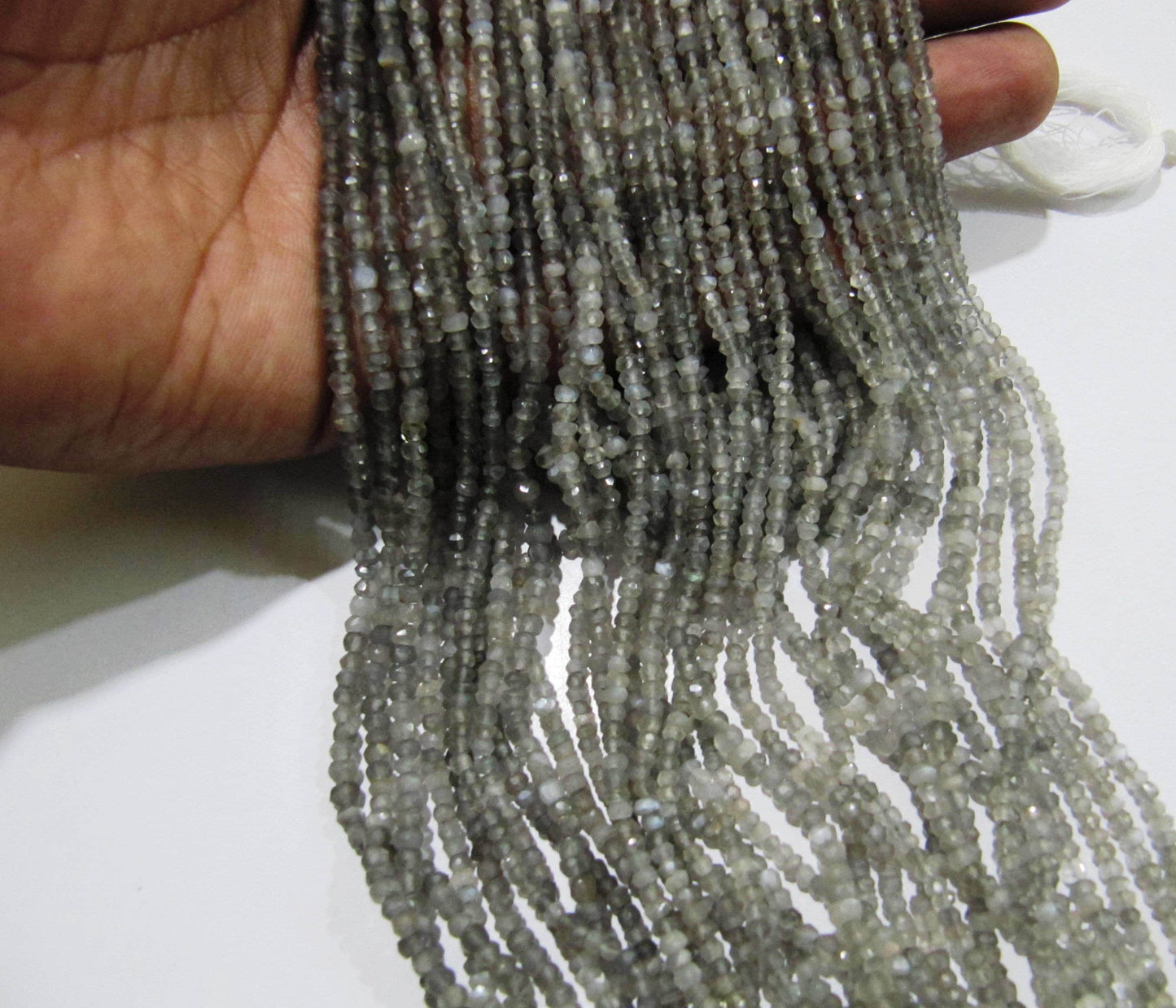 Natural Grey Moonstone Rondelle Faceted Beads 3-4mm Strand 13 inches long High Quality Beads Wholesale prices jewelry making gemstone beads