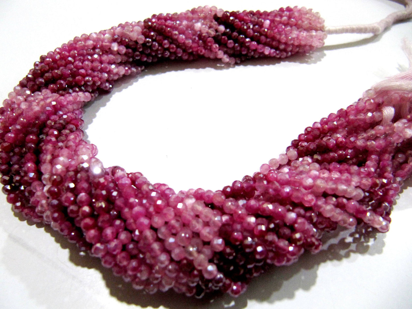 Natural Pink Moonstone Silver Coated Rondelle Faceted Beads 3mm Strand 13 inch long Top Quality shaded color Beads Wholesale prices