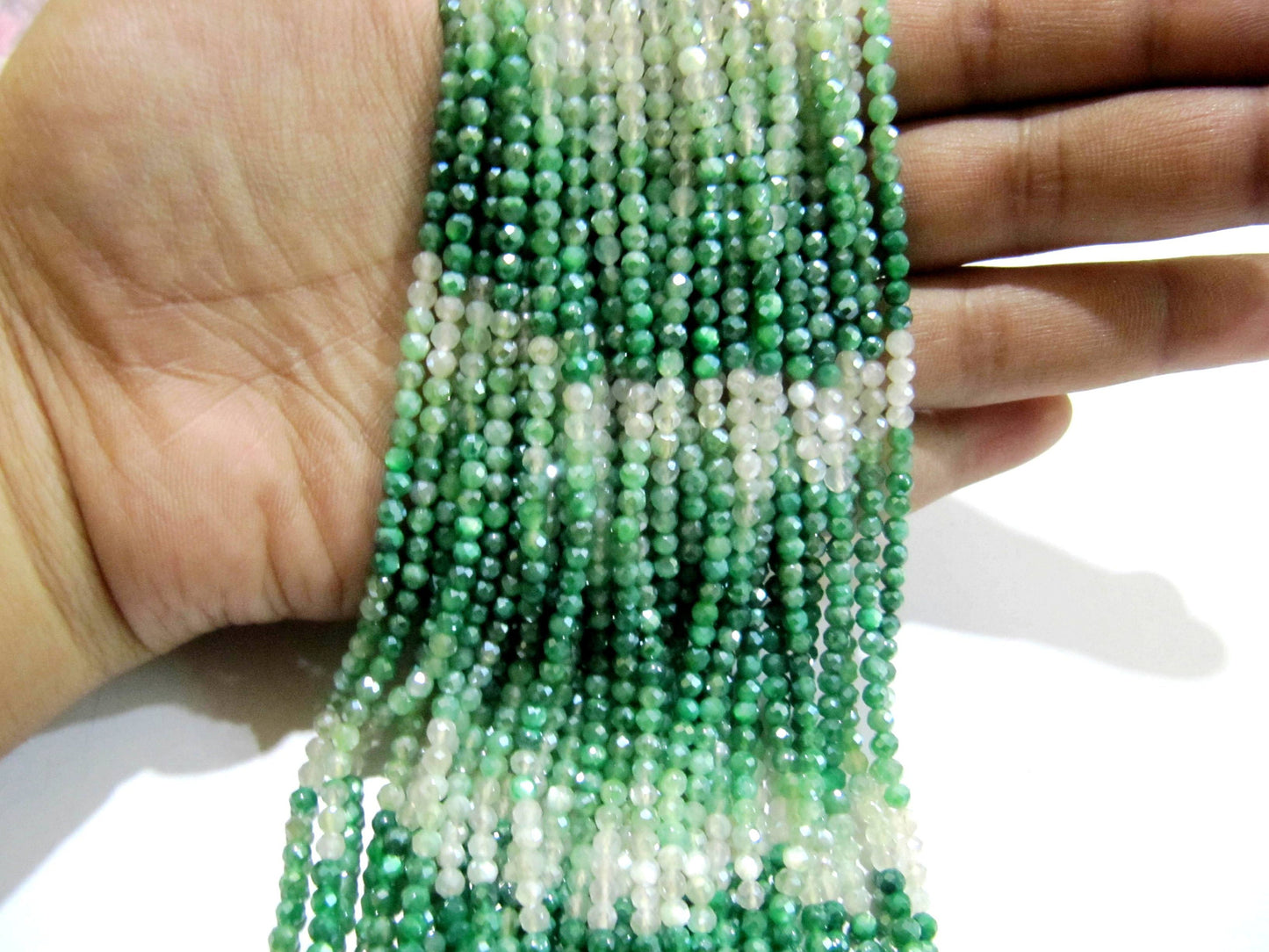 Natural Green Shaded Moonstone Silver AB Mystic Coated Rondelle Faceted Beads 3mm Strand 13 inch long Top Quality Beads Wholesale prices