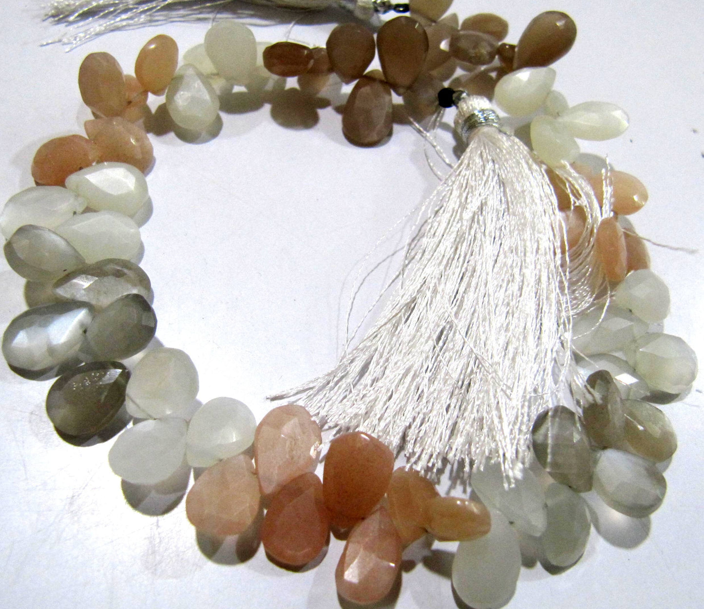 Natural Multi Color Moonstone Pear shape Briolette Faceted 7x10mm to 9x12mm Beads Strand 10 inches long High Quality Beads Wholesale prices