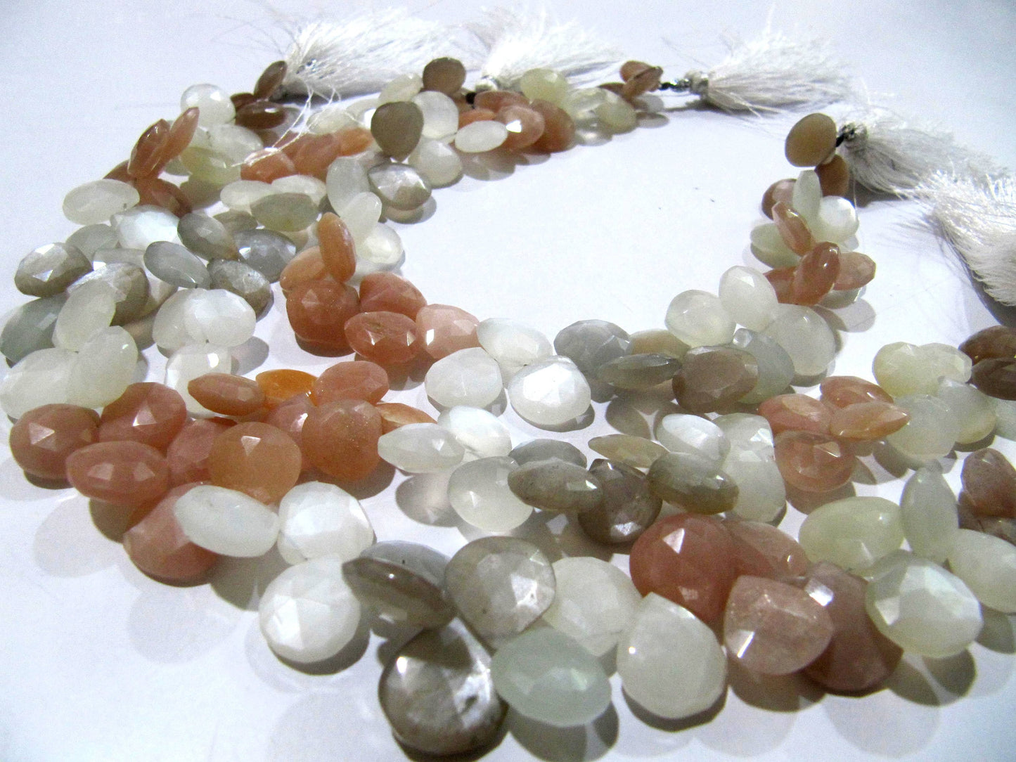 Natural Multi Moonstone Heart shape Briolette Faceted 11-12 mm Beads Strand 8 inches long High Quality Beads Wholesale prices jewelry beads
