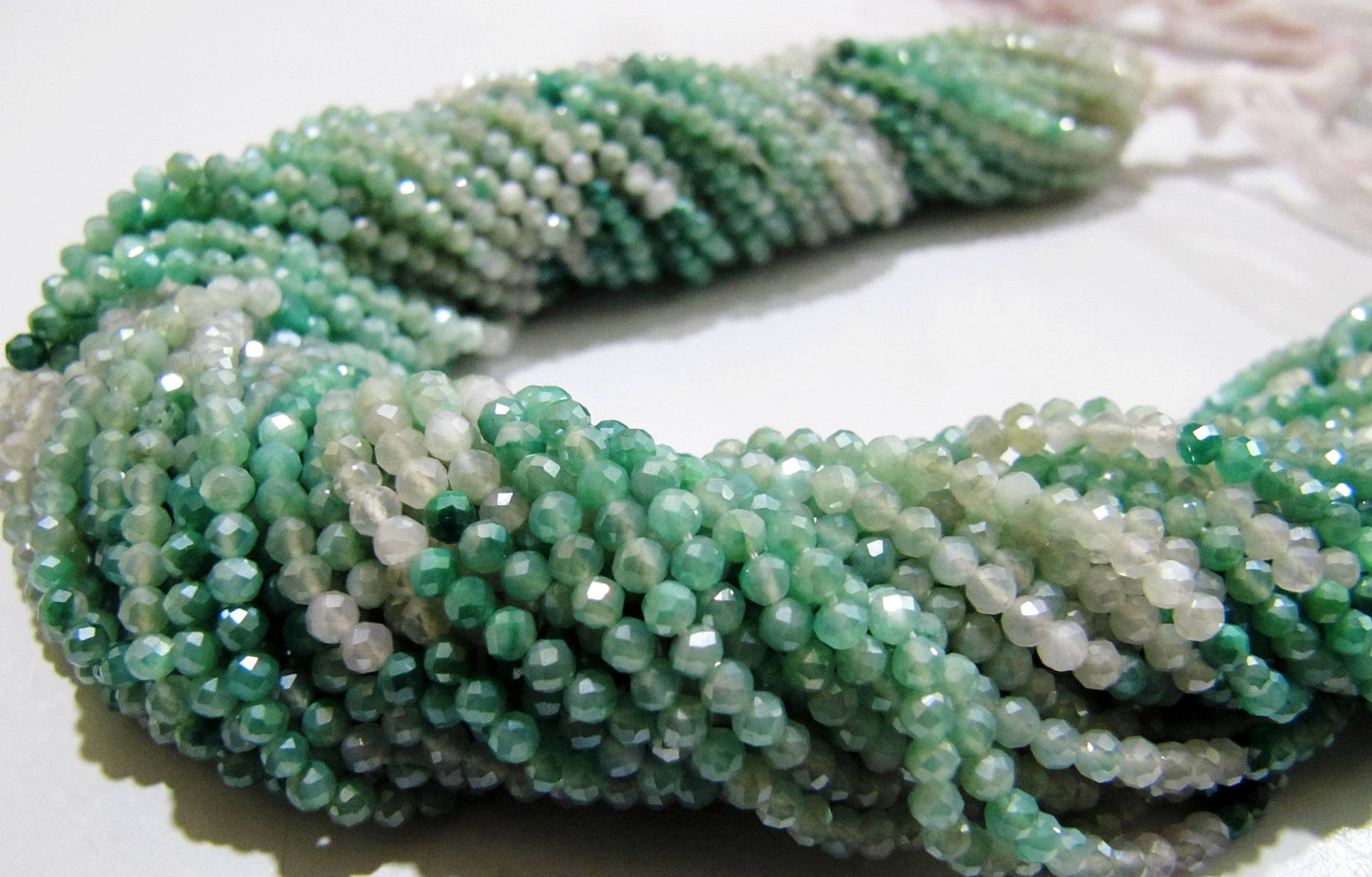 Natural Moonstone Silver Coated Rondelle Faceted 2.5mm Beads Green Shaded color beads Strand 13 inch long Top Quality Beads Wholesale prices