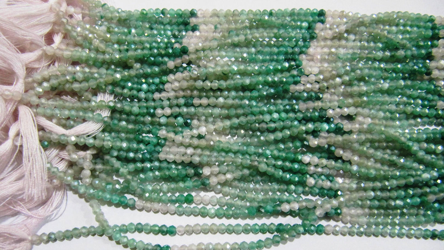 Natural Moonstone Silver Coated Rondelle Faceted 2.5mm Beads Green Shaded color beads Strand 13 inch long Top Quality Beads Wholesale prices