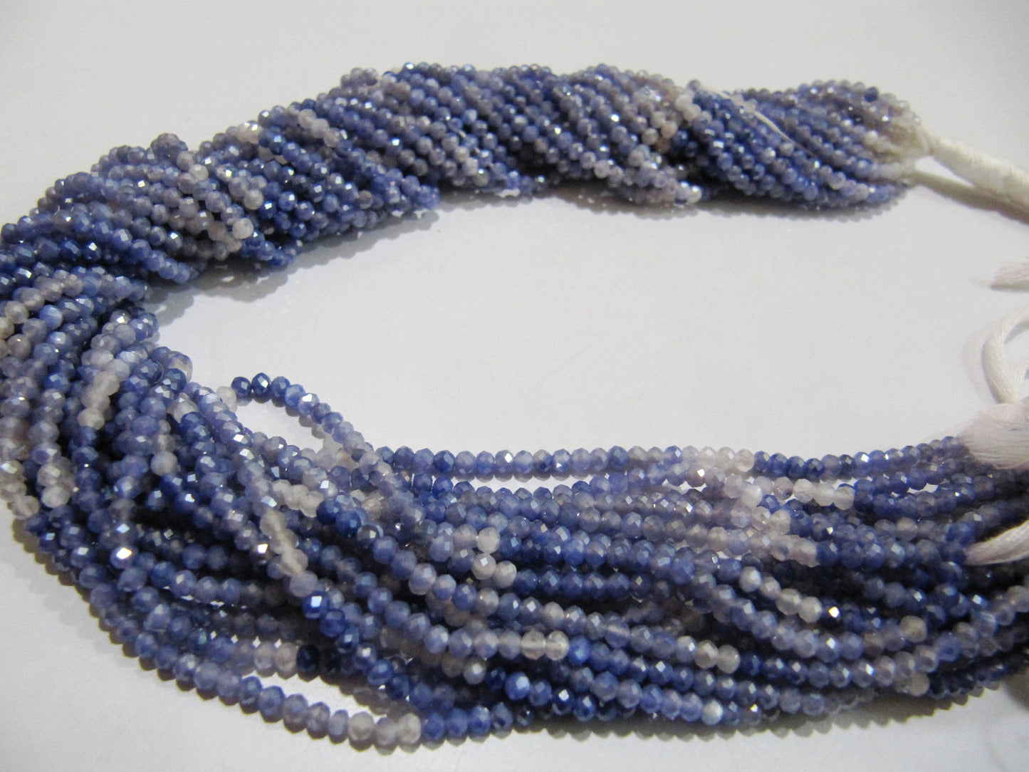 Natural Blue Shaded Moonstone Silver AB Mystic Coated Rondelle Faceted Beads 2.5mm Strand 13 inch long Top Quality Beads Wholesale prices