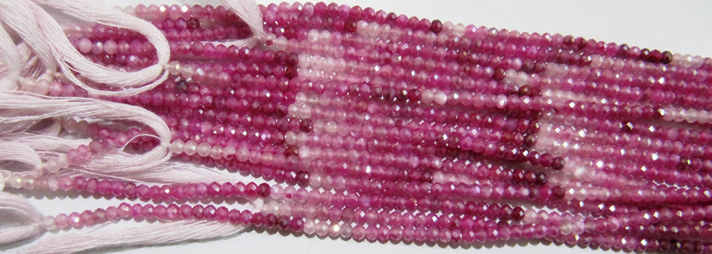 Natural Pink Shaded Moonstone Silver AB Mystic Coated Rondelle Faceted Beads 2.5mm Strand 13 inch long Top Quality Beads Wholesale prices