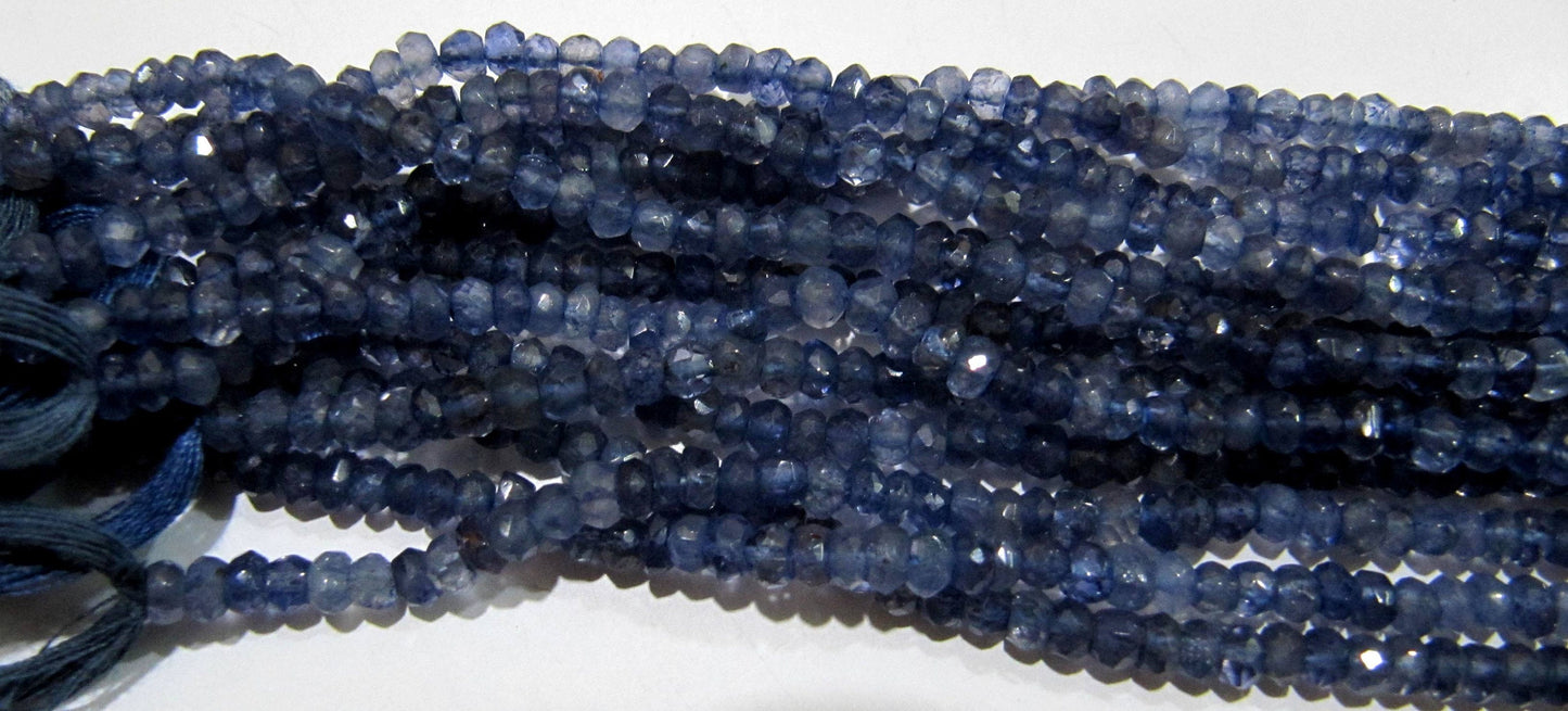 Natural Iolite Rondelle Faceted 4mm Gemstone beads Strand 13 inches long High Quality Beads Wholesale prices jewelry making gemstone