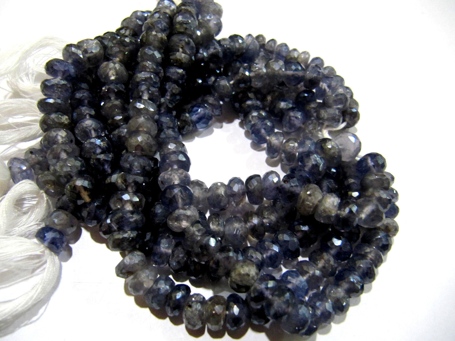 Natural Iolite Rondelle Faceted 7-8mm Gemstone beads Strand 10 inches long Beads Wholesale prices jewelry making gemstone