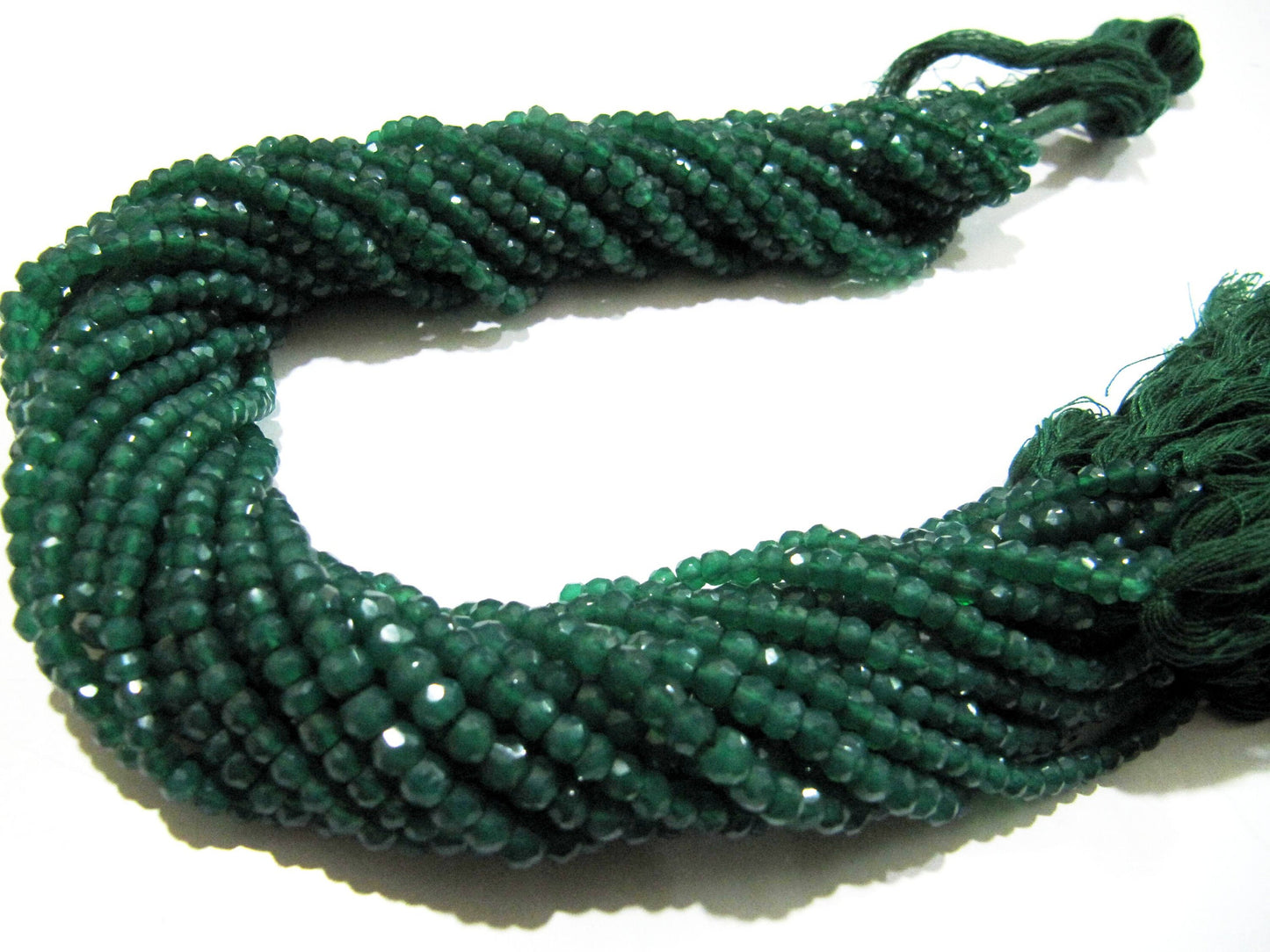 Natural Green Onyx  Rondelle Faceted 3-4mm Beads Strand 13 inches long High Quality Beads Wholesale prices jewelry making gemstone beads