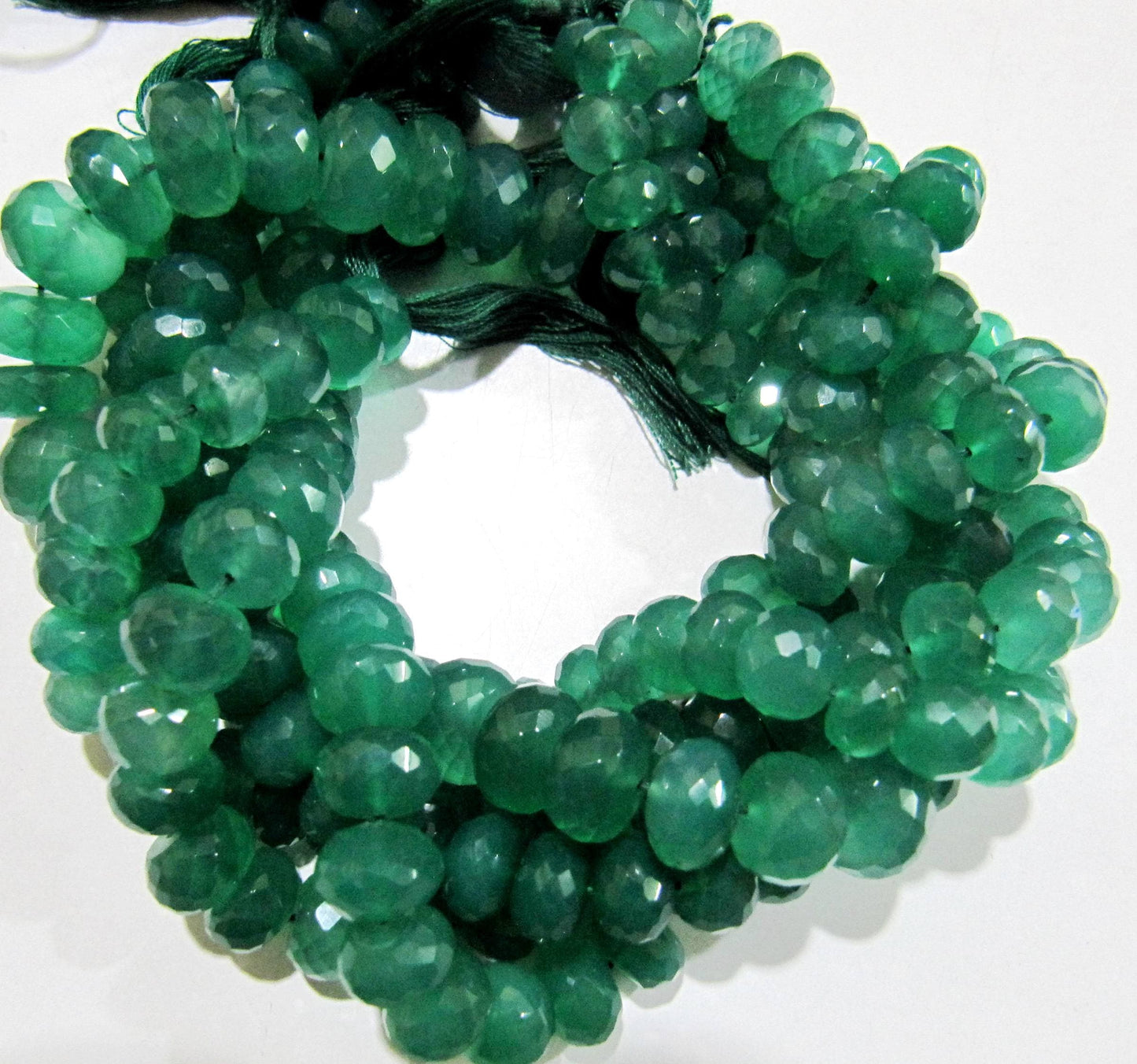 Natural Green Onyx Rondelle Faceted Beads 8 to 10 mm Strand 8inches long High Quality Beads Wholesale prices jewelry making gemstone beads
