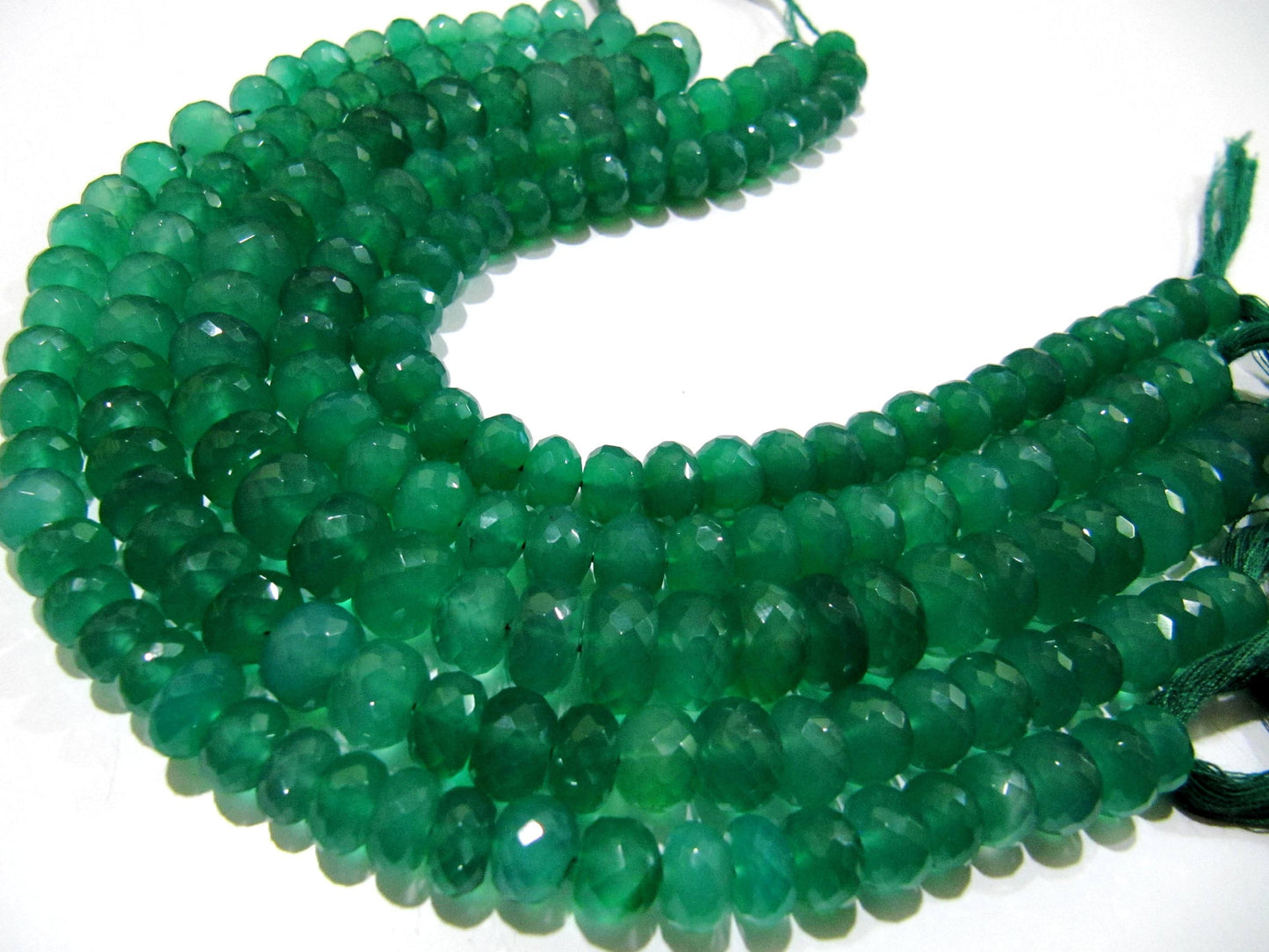 Natural Green Onyx Rondelle Faceted Beads 8 to 10 mm Strand 8inches long High Quality Beads Wholesale prices jewelry making gemstone beads