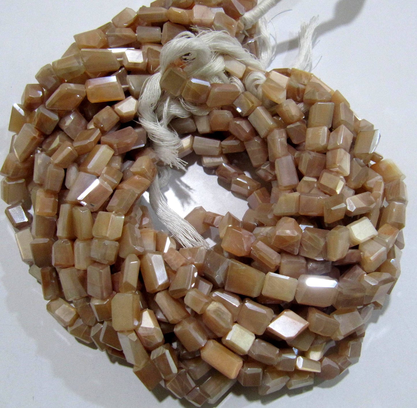 Natural Peach Moonstone Nugget Shape tumbled 6x10mm to10x14mm Silver AB Mystic Coated Beads Strand 8 inch long High Quality Wholesale Prices