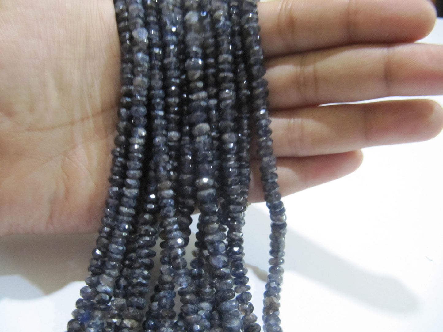 Natural Iolite Rondelle Faceted 4-6mm Gemstone beads Strand 13 inches long Beads Wholesale prices jewelry making gemstone beads