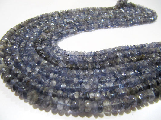Natural Iolite Rondelle Faceted 5-6mm Gemstone beads Strand 13 inches long High Quality Beads Wholesale prices jewelry making gemstone