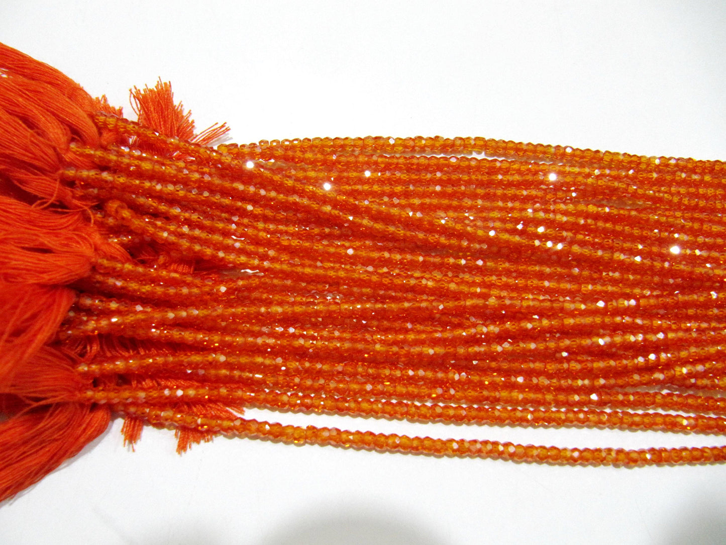 Natural Orange Carnelian Cubic Zirconia CZ Rondelle Faceted Beads 3mm Strand 13 inch long Top Quality Wholesale prices