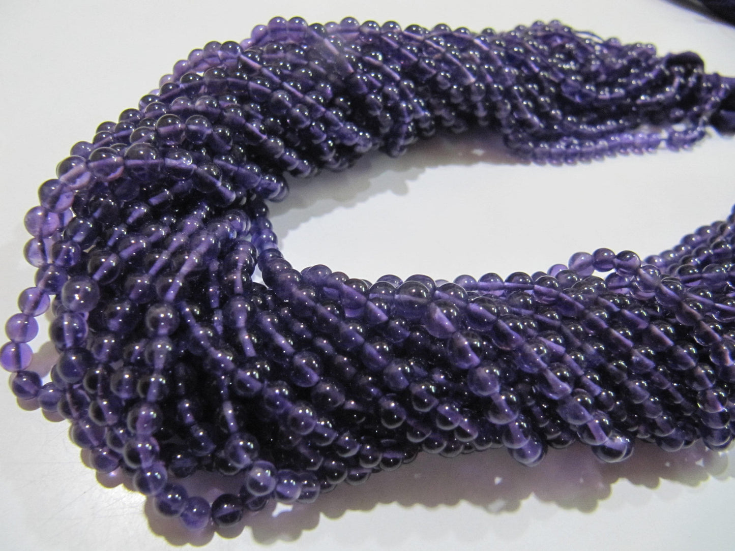 Natural Amethyst Round Plain Smooth 4mm Beads best Quality Beads Strand 13 inches Long Wholesale Prices jewelry making gemstone beads