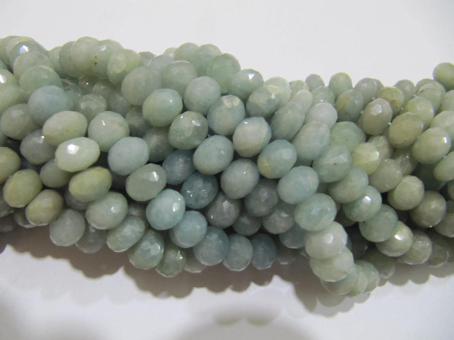 Natural Aquamarine Rondelle Faceted 8-9 mm Gemstone Beads Strand 8 inch long High Quality Wholesale Prices Moss aquamarine Gemstone beads