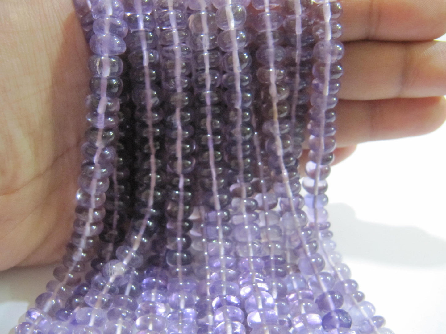 Natural Pink Amethyst Rondelle Plain Smooth 7-8mm Gemstone Beads Strand 9 inches Long top quality Jewelry making  gemstone beads