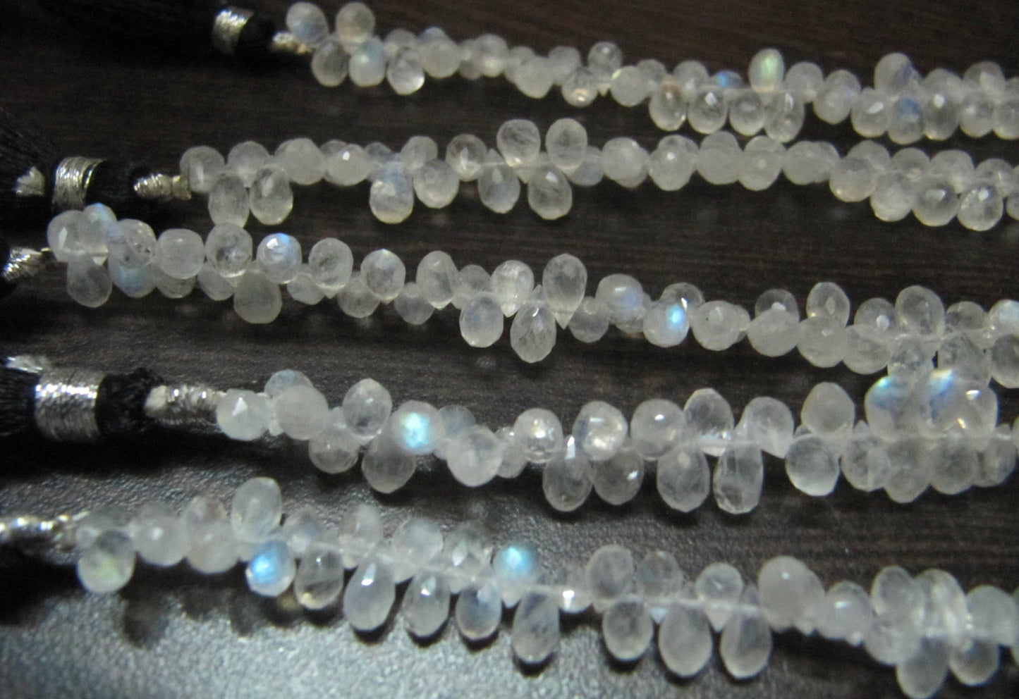 Natural White Rainbow Moonstone Tear Drop Shape 3x5mm Briolette Faceted Beads Strand 9 inches long Wholesale Prices top quality