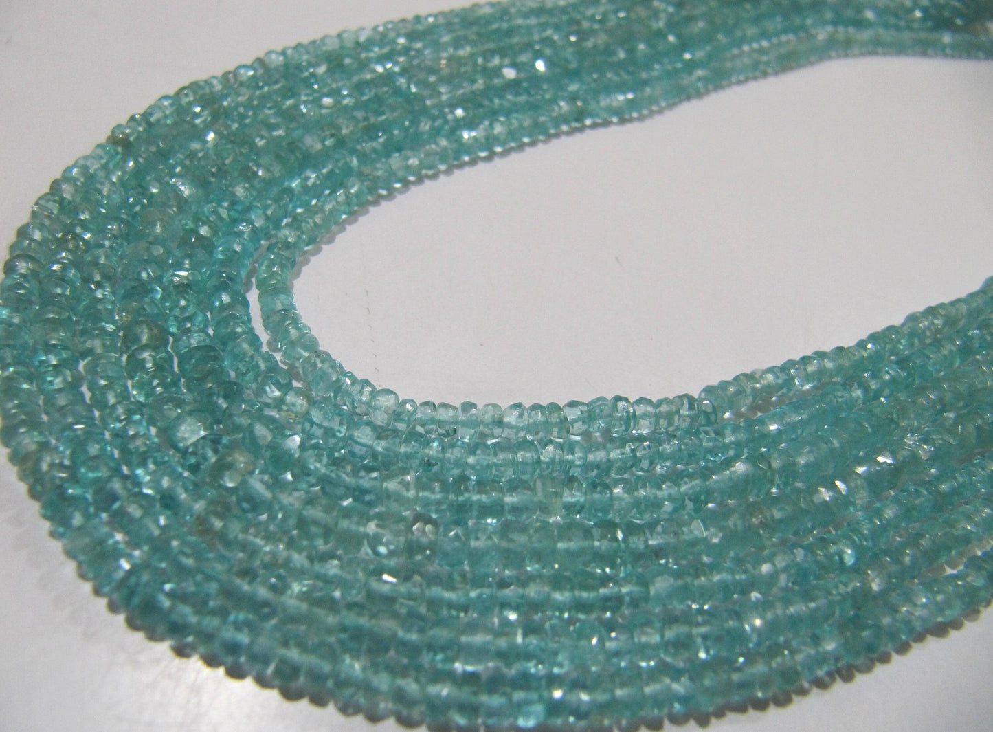 Natural Blue Apatite Rondelle Faceted 3-4 mm Beads Strand 14 inches long Best Quality Wholesale prices jewelry making gemstone beads