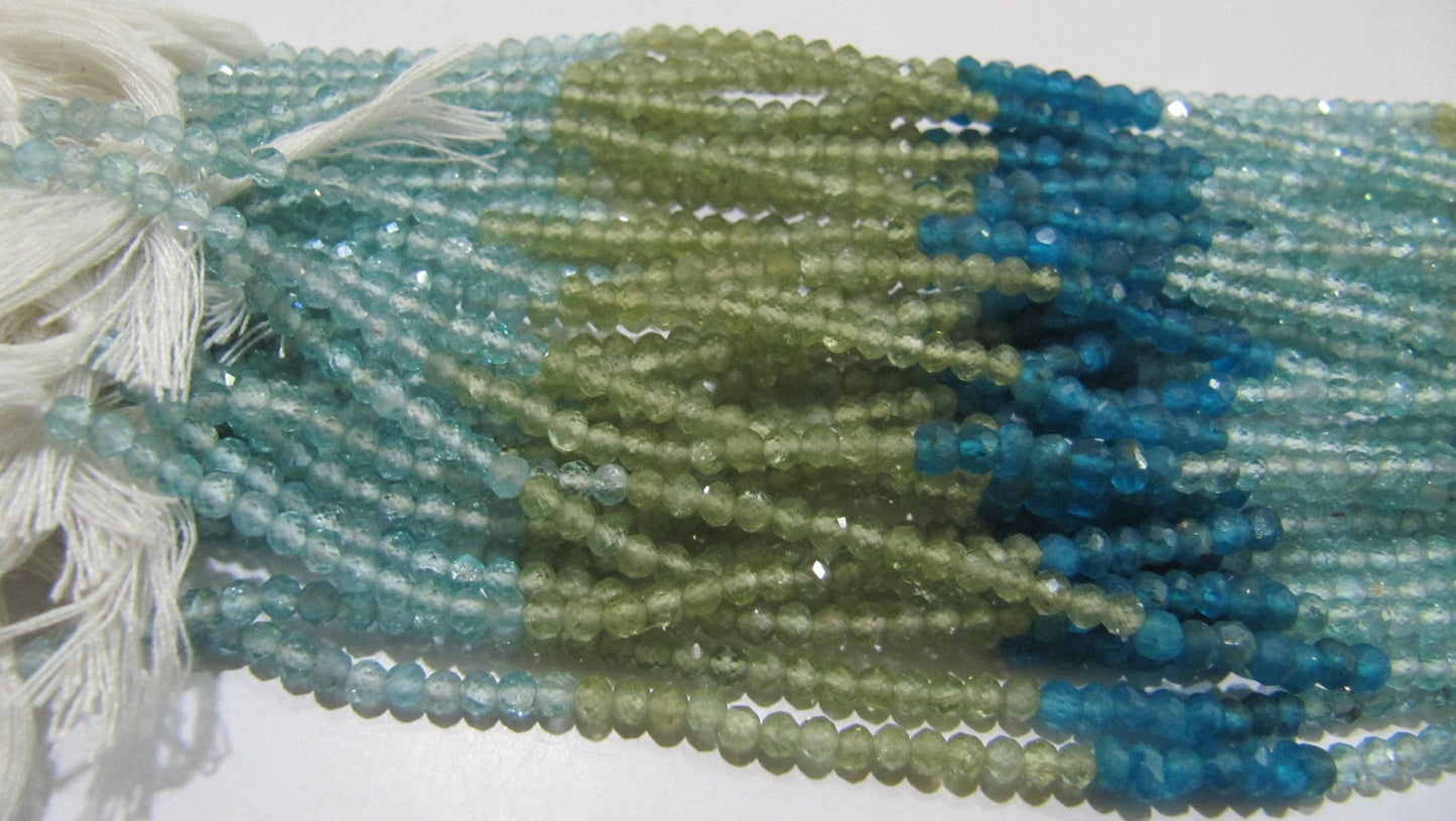 Natural Multi Apatite Rondelle Faceted 3mm Beads Strand 13 inches long Best Quality Beads Wholesale prices jewelry making gemstone beads